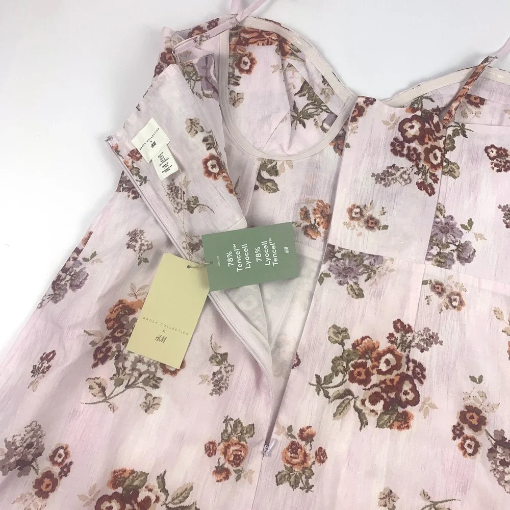 H &‎ M Brock Collection Brocade Print Corset Dress Sz L Couquette Strappy Floral